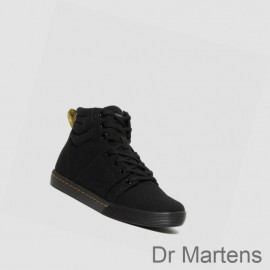 Best Dr Martens Rozarya Canvas Sale Womens Casual Boots Black / Black