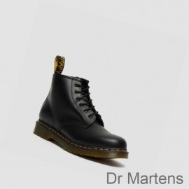 Dr Martens 101 Yellow Stitch Smooth Online Sale Womens Ankle Boots Black