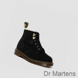 Dr Martens Boots On Clearance 101 Suede Shearling Lined Mens Black