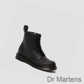 Dr Martens Boots Sale Outlet 1460 Faux Fur Lined Junior Kids Black