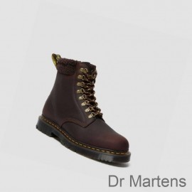 Dr Martens Boots UK Online 1460 DM's Wintergrip Fleece Womens Dark Brown