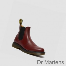 Dr Martens Chelsea Boots On Clearance 2976 Smooth Mens Pink Red