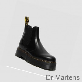 Dr Martens Chelsea Boots Sale Outlet 2976 Polished Smooth Platform Womens Black