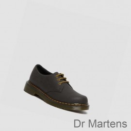Dr Martens Dress Shoes Sale UK 1461 Wildhorse Junior Kids Dark Brown