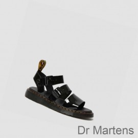 Dr Martens Gladiator Sandals Discount Gryphon Patent Mens Black