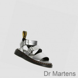 Dr Martens Gladiator Sandals Sale Outlet Gryphon Metallic Womens Silver