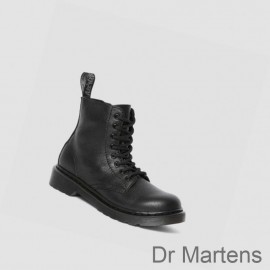 Dr Martens Lace Up Boots On Sale 1460 Pascal Junior Kids Black