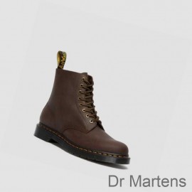 Dr Martens Lace Up Boots Outlet 1460 Pascal Mens Dark Brown