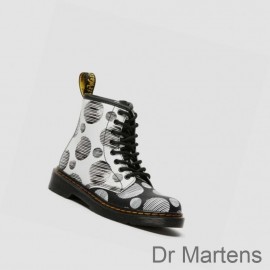 Dr Martens Lace Up Boots Sale UK 1460 Polka Dot Junior Kids Black
