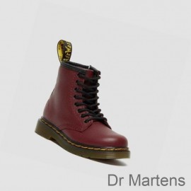 Dr Martens Lace Up Boots UK Online 1460 Softy T Toddler Kids Pink Red