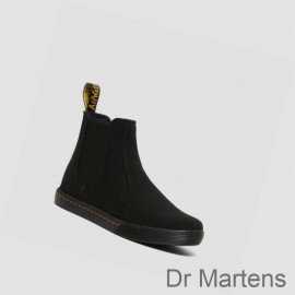 Dr Martens Makela Canvas Cheap Price Womens Chelsea Boots Black