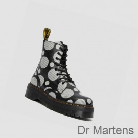Dr Martens Platform Boots On Clearance Jadon Polka Dot Smooth Mens Black