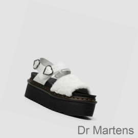 Dr Martens Platform Sandals Black Friday Sale Voss Fluffy Faux Fur Womens White