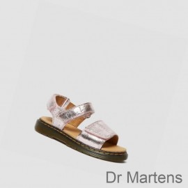 Dr Martens Romi Metallic Junior Cheap Price Kids Sandals Pink Light Blue Metal
