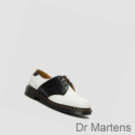 Dr Martens Saddle Shoes Sale Outlet 1461 Mens White / Black