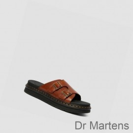 Dr Martens Slide Sandals Clearance Sale Dax Luxor Slide Mens Brown