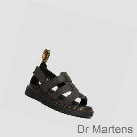 Dr Martens Strap Sandals Clearance Sale UK Terry Junior Kids Dark Brown