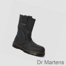 Dr Martens Work Boots Sale UK 2295 Extra Wide Greasy Slip On Mens Black