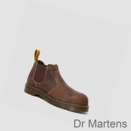 Dr Martens Bottes De Travail Vente Furness Steel Toe Femme Marron